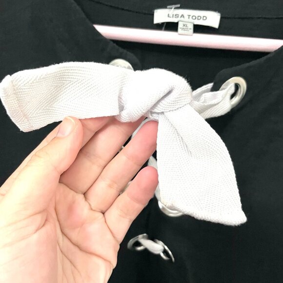 Anthropologie Lisa Todd Lace Up T-Shirt Dress in Black Size XL - Picture 4 of 7